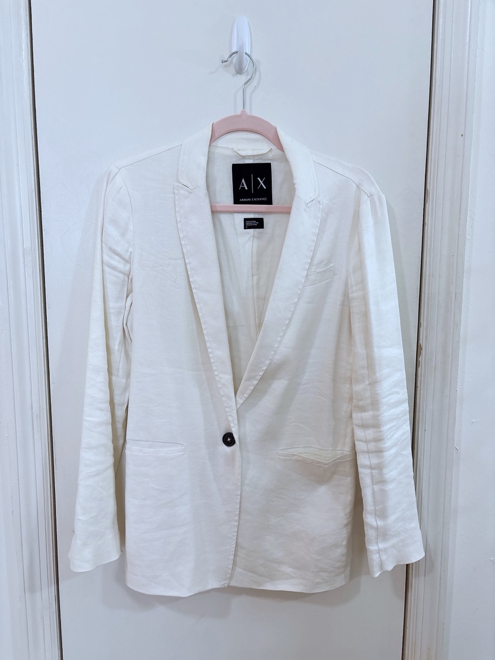 Armani Exchange Women's Cream Single-Button Blazer